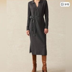 New Faherty sweater dress in gorgeous charcoal color.  Fall. Winter. Preppy.